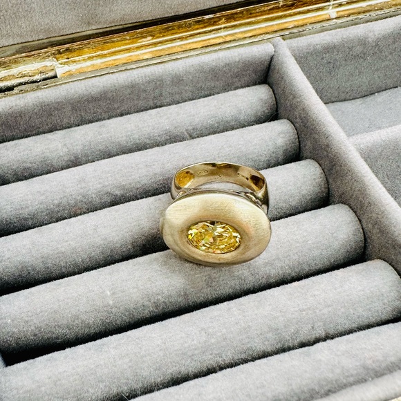 🔥 Modernist Vintage Champagne CZ Sterling Ring - Picture 9 of 17